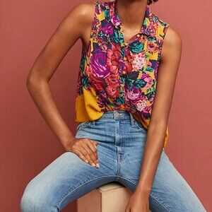 NWT Anthropologie Cecilia Floral Top Size SP